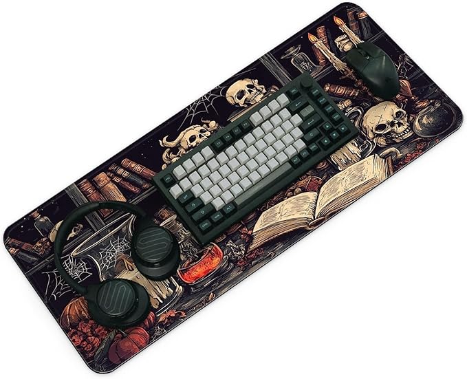 Gaming Mouse Pad with Non-Slip Base, Cute Mouse Mat with Stitched Edges for Keyboard and Mouse, Large Anime Mousepad for Computer, 31.5 x 11.8 inches (Mysterious Library)
