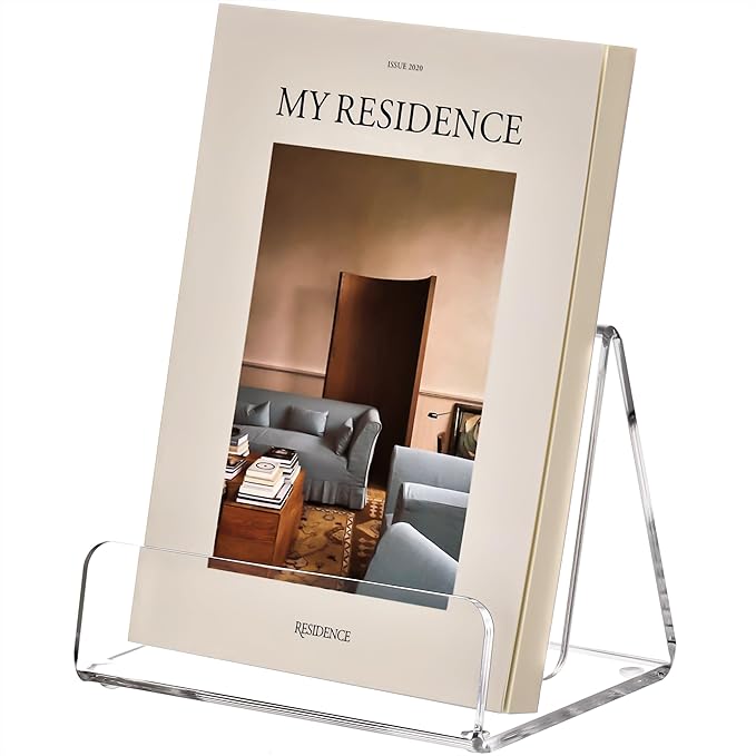 HeZone Acrylic Brochure Holder 5x6 Inch,Clear Pamphlet Holder Display Stand for Trifold 4&5&6 Inch Flyers,Pamphlets,Booklets,Menu,Leaflets for Office,Home,Store,2Pack,A5