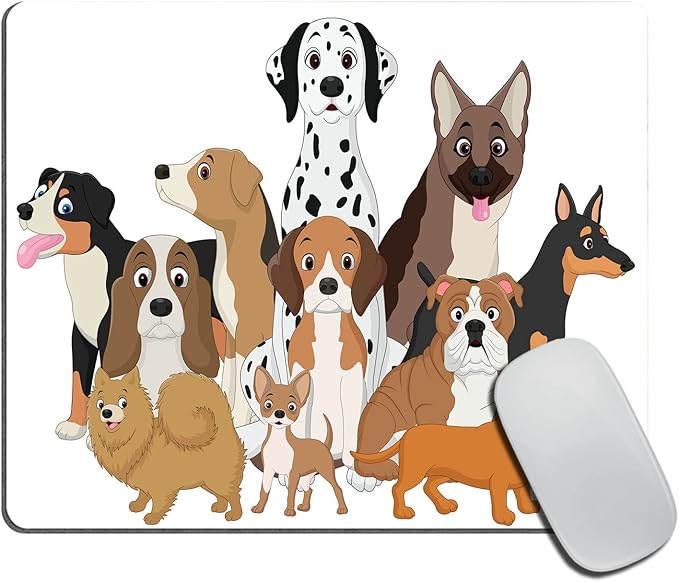 Small Mouse Pad 7.9 x 9.5 Inch, Funny Dogs Cartoon Mousepad with Washable Non-Slip Rubber Base Mousepads, Computer Mouse Pads for Wireless Mouse