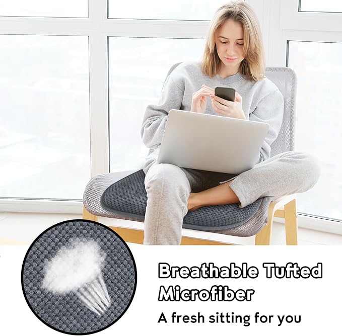 Grey Kitchen Chairs Cushions Set of 2 Non Slip Foam Patio Seat Cushions Washable Soft Thick Pads Large Wooden Metal Tapered Dining Chair Cushions,17" x 15"
