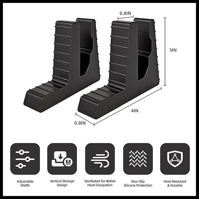 Rayjee 2-Pack Vertical Gaming Laptop Stand for Desktop, Upright Laptop Holder for External Monitor Use, Space-Saving Design, Enhanced Cooling, Fits 2035mm Gaming Laptops