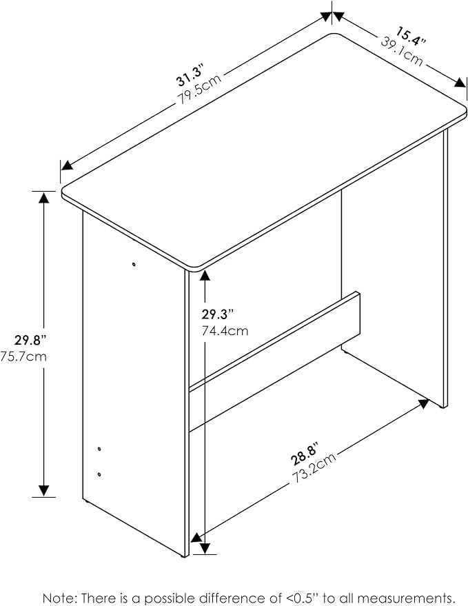 Furinno SIMPLISTIC Small Desk, 31.3" Wide Gaming Desk, Rectangular Computer Desk with Rounded Edges, Office Desk for Home Office, Bedroom, Study Room, Dorm, French Oak