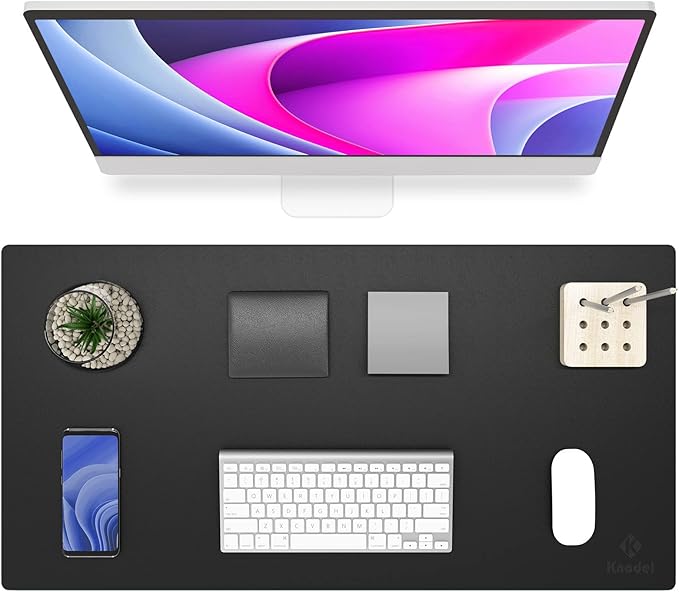 K KNODEL Non-Slip Desk Mat, Desk Pad, Desk Blotter, Desktop Mat for Desk, Large Desk Protector, Office Computer and Laptop Mat for Desk (31.5"x15.7", Black)