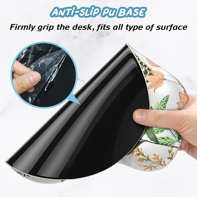Hsurbtra Ergonomic Mouse Pad with Wrist Rest Support, Gel Mouse Pads with Non-Slip PU Base, Pain Relief Memory Foam Computer Mat, Cute Office Supplies Desk Decro Accessories, Orange Flowers