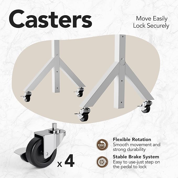 HHUANUO 32'' Small Standing Desk Adjustable Heigh, Mobile Stand Up Desk with Wheels, Portable Rolling Desks for Walking Pad and Treadmill, Computer Laptop Desks for Home Office Space,White