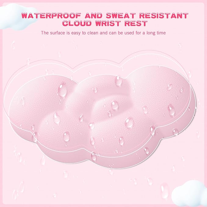 5 in1 Cloud Mouse Pad,Keyboard Wrist Rest,Mouse Wrist Rest Support,Mouse Pad Wirst Rest and Leather Coaster Set with Office Desk Mat,Memory Foam Ergonomic Easy Typing Pain Relief for Office and Home
