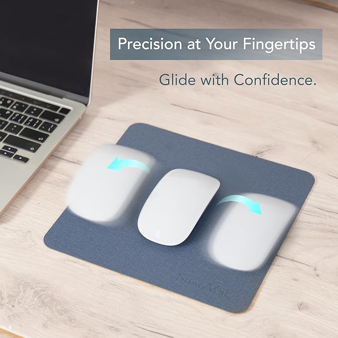 SenseAGE Slim Mouse Pad for Home/Office, Portable Mouse Mat for Computer & Laptop, Fabric Style Vegan Leather, Non-Slip Base, Compatible with Laser and Optical Mouse, 8.66” x 8.66” (Dark Green)