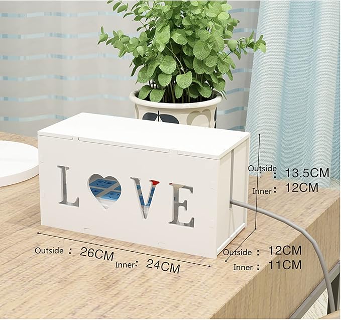 Cable Management Box with Lid Small Cable Organizer Box for Extension Cord Power Stripe Surge Protector Wire Management Concealer Organizer Cover Hider 10.23 x 4.72x 5.31inch