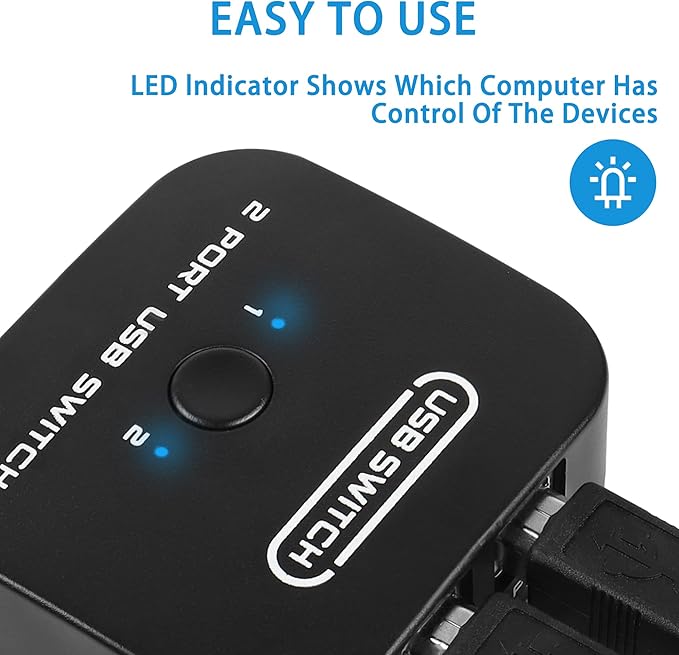 USB Printer Sharing KVM Switch, Switching Without Drivers. Share Keyboard Mouse Scanner with Desktop Controller and 2 USB Printers Cables (1.5 M)