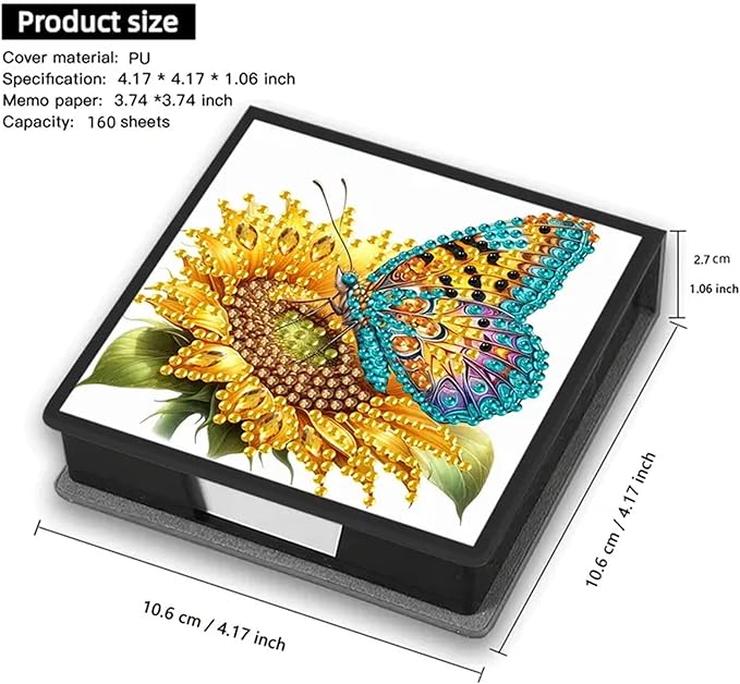 Sunflower Diamond Painting Kit Note Box,Memo Paper Storage Box Diamond Art,Sticky Note Holder Diamond Art,Diamond Painting Memo Pad For Office Desk. (sunflower)