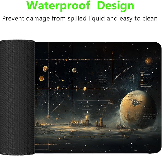 Celestial Map Desk Pad Mouse Pad Space Satellite Future Earth Surreal Mousepad XL Large Gaming Mouse Pad Laptop Keyboard Mat Desk Pad 31.5"x11.8" Office Computer Keyboard Laptop Home