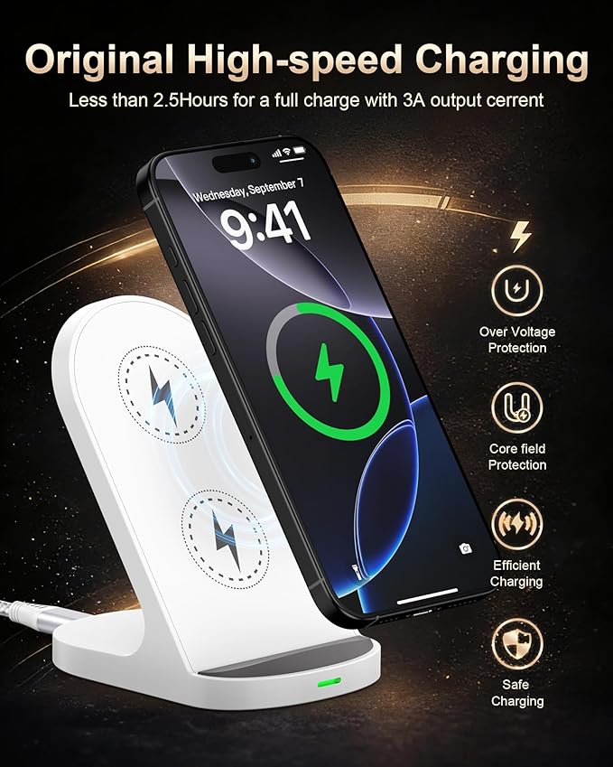 Android Wireless Charger for Google Pixel 10 Pro XL 10a 9a 9 Pro 8 8a 7 6 Fold, Wireless Charging Stand Cordless Phone Snap Holder for Samsung Galaxy S26 Ultra S25 S24 iPhone 17 Cargador Station