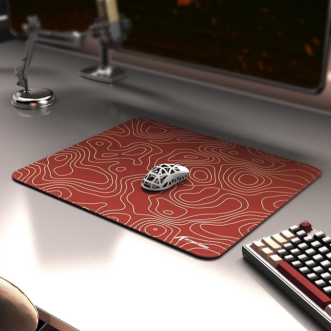 ATTACK SHARK CM02 Gaming Mouse Pad for Esports Speed Large Mouse mats for Desk Waterproof Surface Stitched Edges and Anti-Slip Rubber Base Size L Laminate 17.72” x 15.75” x 0.16” Orange Contour