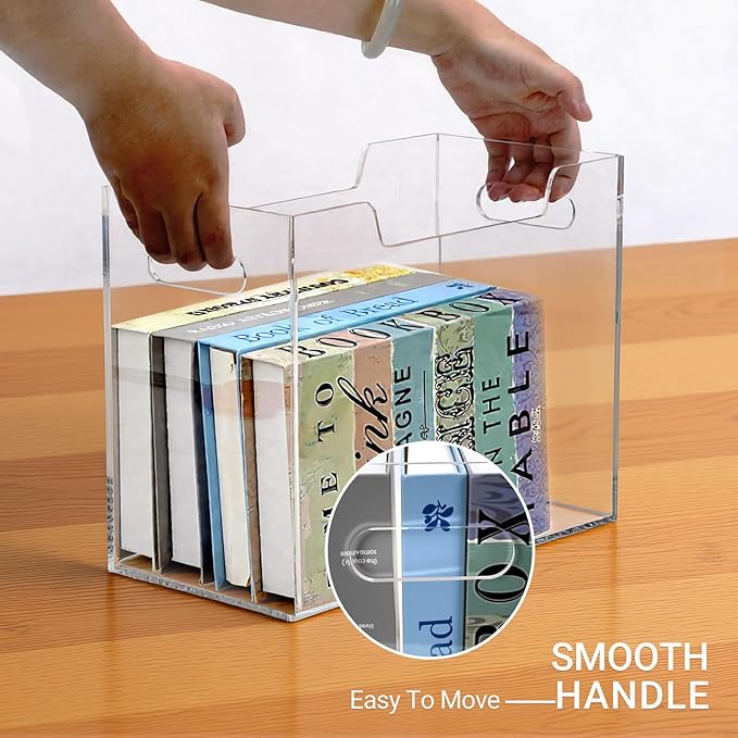 Acrylic File Folder Organizer Box, Letter Size Hanging File Organizer, Clear File Holder with Handles, Desktop Hanging File Storage Organizer for Home Work School Office Supplies1 Pack