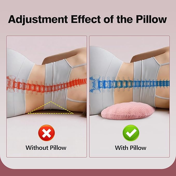 COMFYTHERA Lumbar Support Pillow for Sleeping Memory Foam Lumbar Support Cushion for Lower Back Pain Relief, Back Support Bed Pillow Waist Support (Pink, Small)