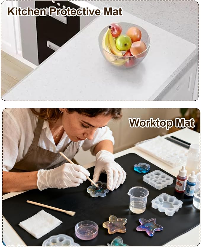 Silicone Crafting Mats, 12"x16"x2MM Large Art Mat for Crafts, Heat Resistant Non Stick Work Surface for Epoxy Resin, Jewelry Making, Painting, Clay, Scrapbooking and Table Protection, 3PCS