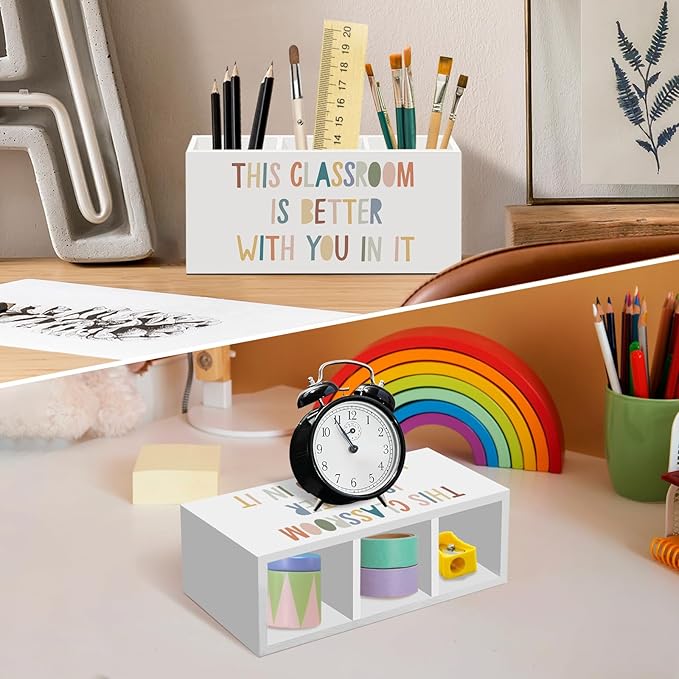Boho Classroom Pen Pencil Holder for Desk, Boho Office Desk Accessories, Back to School Pen Holders Organizer for Students Boys Girls Teachers,This Classroom Is Better with You in It