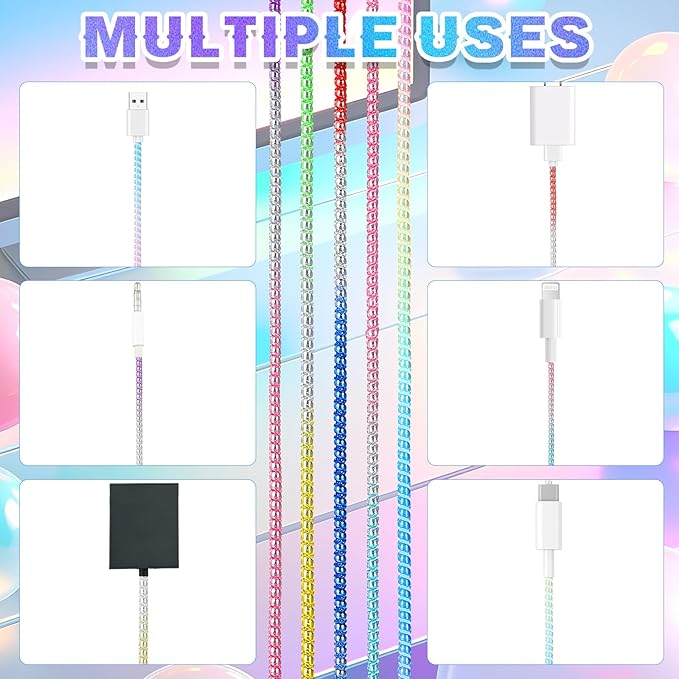 Frienda 10 Pcs Cord Protectors from Pets No Chew Spiral Cable Protector 43.3'' Phone Charger Cover Data Cable Protective Sleeve Chew Proof USB Wire Cover Stylish for Cat Dog Rabbit (Mixed Colors)