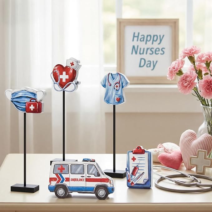 Smile Nurse Appreciation Wooden Tabletop Block Sign Indoor Decor for Nurse Month & Nurses Week