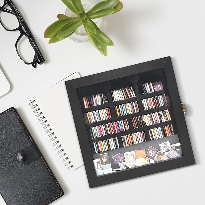 Anxiety Bookshelf Mini Books Display for Stress Relief and Fun Decor, Perfect Decorative Miniature Library for Book Lovers, Ideal for Home Decor, Office Decor, and Thoughtful Gift - Black
