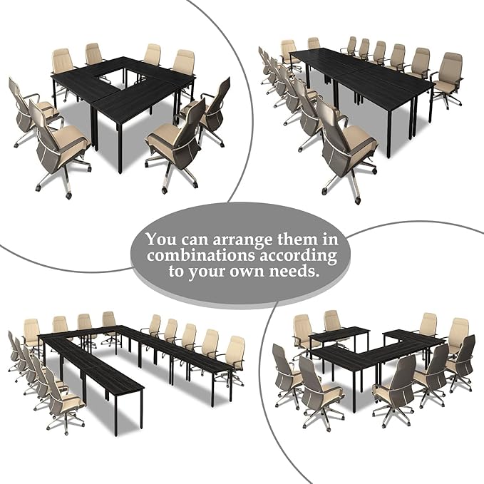 Bonzy Home Conference Table 9FT Office Computer Table for Meeting Room, Study Writing Printer Podcast Table for 8 People, Black, 2PCS, 110.2"x23.6"x29.5"
