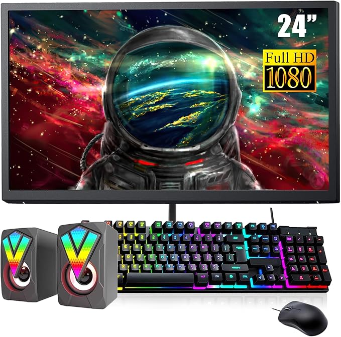 Dell OptiPlex 7060 Mini Desktop Computer with 24" FHD Monitor, RGB Speakers, Core i5-8500 3.0GHz-4.1GHz, 16GB RAM, 512GB SSD, DP Cable, RGB Keyboard, Mouse, Windows 11Pro (Renewed)