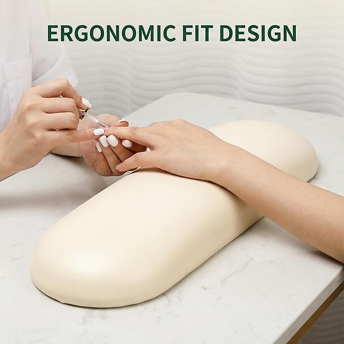 Nail Arm Rest Cushion, Nail Hand Rest Pillow for Manicure, Leather Nail Cushion Arm Rest for Nails Tech, Ergonomic Hand Rest for Nails Tech, Waterproof Nail Arm Rest for Salon Table, White