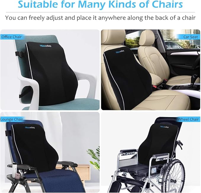 Lumbar Support Pillow for Office Chair,Office Home, College Dorm Room Essentials,Back Support Pillow for Car, Chair Cushions,Back Pain Relief Improve Posture,Mesh Cover Double Adjustable Straps