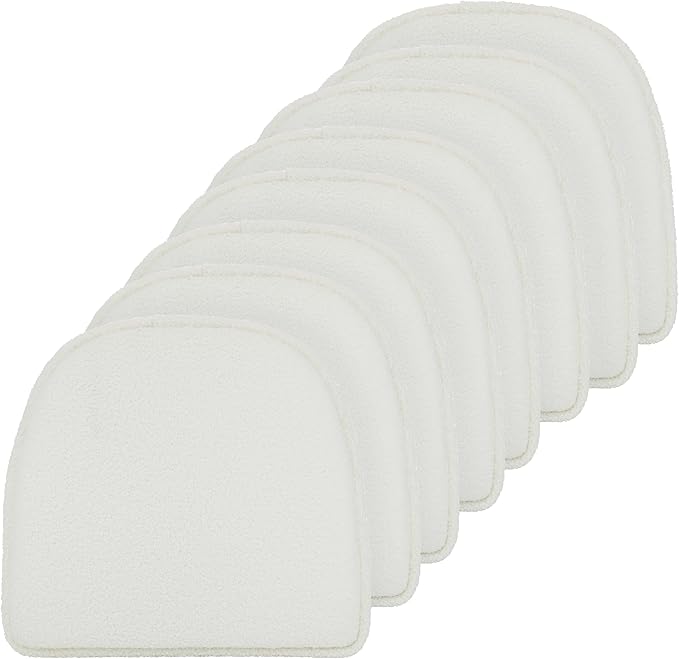 Klear Vu Raindrop The Gripper Non Slip Chair Cushions, Soft & Comfortable Seat Pad, Sitting Pillow for Kitchen, Dining or Office, 8 Count (Pack of 1), Fleece White
