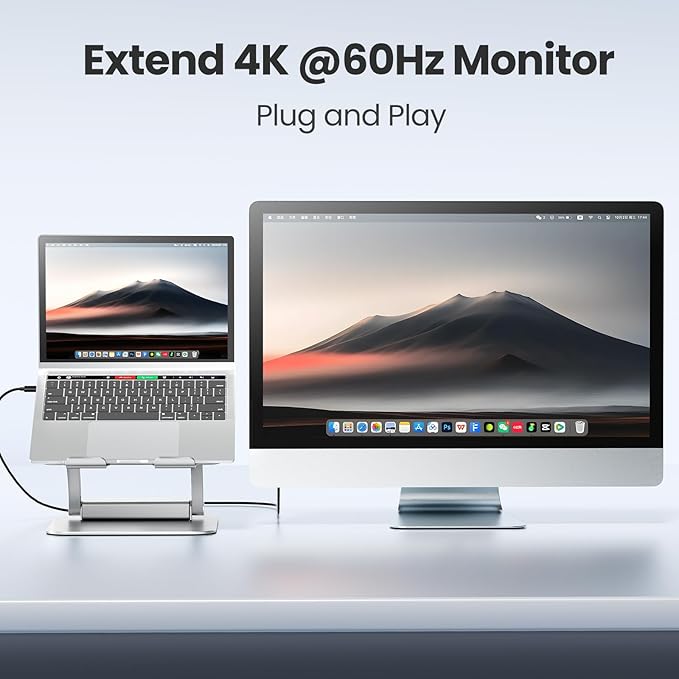tounee Laptop Stand with Detachable USB-C Hub, 100W PD Charging, 4K@60Hz HDMI, 3 USB Ports, Ergonomic Laptop Holder Docking Station for 10-17" Laptops, MacBook & More - Silver