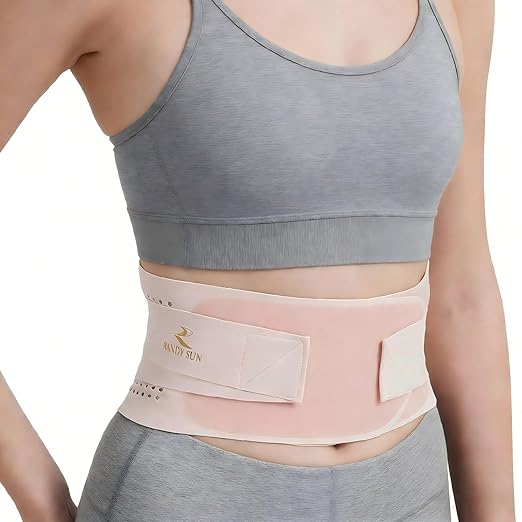 RANDY SUN Lower Women Back Brace for Office - Breathable Mesh Posture Corrector, Adjustable Straps for Custom Fit, Invisible Under Clothes, Pain-Free All Day Wear, Pink, Medium