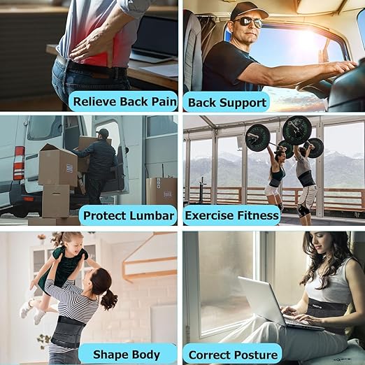 TESETON Back Support Brace Belt for Men & Women, Breathable Lumbar Support Belt, scoliosis back brace, Waist Relax Lower Back Pain & Sciatica Pain Relief with 8 reinforced Bones 02 Purple-XL