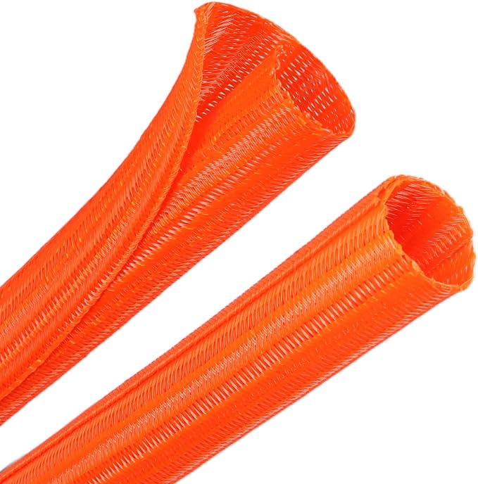 25ft PET Braided Cable Sleeve 1/8 inch(3mm) Wire Protector Cable wrap Wire Covers for Cords Cable Sleeves Cord Management Cable Management Sleeve(Orange)