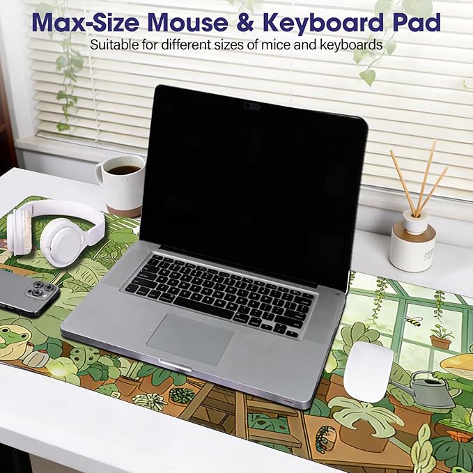 Large Extended Mouse Pad with Stitched Edges (35.4”x15.6”) - Waterproof Desk Mat, Non-Slip Rubber Base for All-Desk Coverage, Perfect for Gaming, Office, and Home