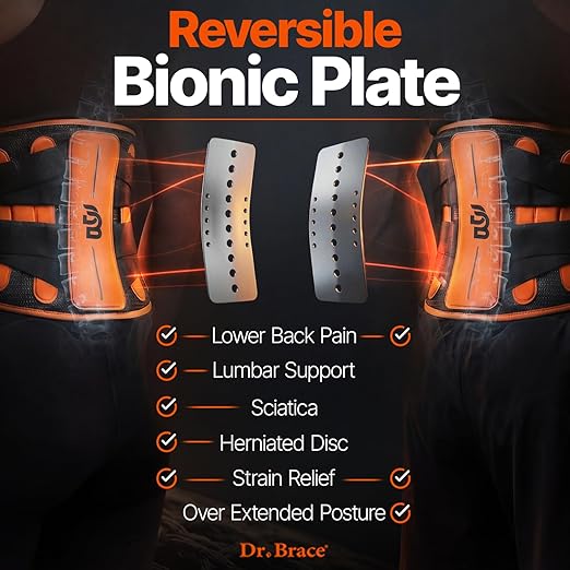 DR. BRACE® Lower Back Brace for Men & Women for Lower Back Pain Relief, Revolutionary Versatile Splints System & Removable Lumbar Pad, Adjustable & Breathable Back Support Brace (35.4-41.3″)