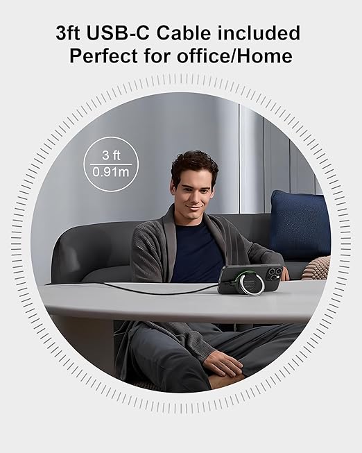 Android MagSafe Wireless Charger Pad with Stand– 15W Fast Charging Magnetic Pad for Samsung Galaxy S25 Ultra/S24, iPhone 17/16e/15/14, Google Pixel 9a/10 Pro XL, AirPods, Qi-Enabled Cordless Charger