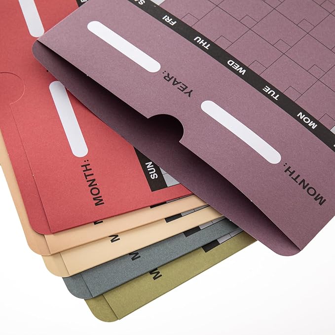 Y YOMA 18 Pack File Folder Jackets Letter Size Paper Pocket File Folder with Reinforced Straight-Cut Tab Pre-Printed Job Folders No Expansion Organizer, Morandi Colors, Vertical Calendar Design