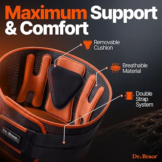 DR. BRACE® Lower Back Brace for Men & Women for Lower Back Pain Relief, Revolutionary Versatile Splints System & Removable Lumbar Pad, Adjustable & Breathable Back Support Brace (47.2-53.1″)