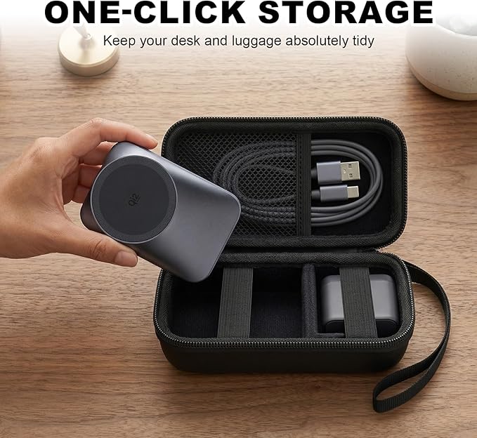 ANKHOH Travel Case for Anker Prime 3-in-1 Wireless Charging Station | EVA Carrying Bag with Compartments for Foldable MagSafe Qi2 Charger & Cables (Case Only) Pink