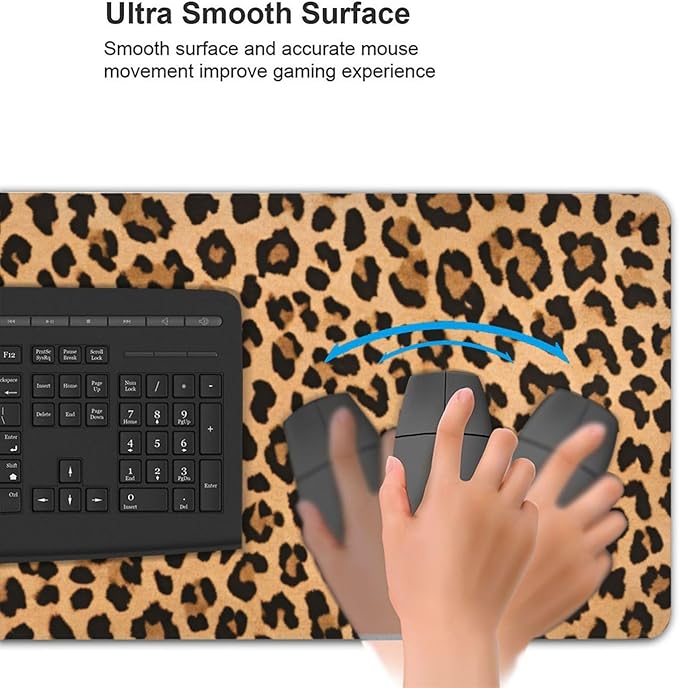 Leopard Skin Pattern Large Mouse Pad & Desk Mat Cheetah Print Extended Mousepad Non-Slip Rubber Base Laptop Computer Keyboard Pad for Gaming, Office & Home Decor, XXXL - 35.4" X 15.7"