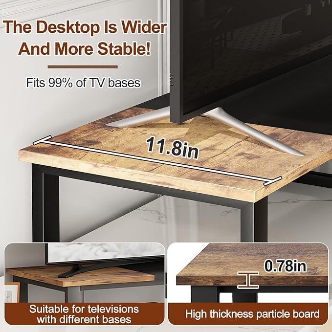 aboxoo 45" TV Riser for 32-60 inch TV, TV Riser Stand Shelf, Tabletop TV Stand Riser, Computer Monitor Table for Home Living Room, Study Office (Brown)