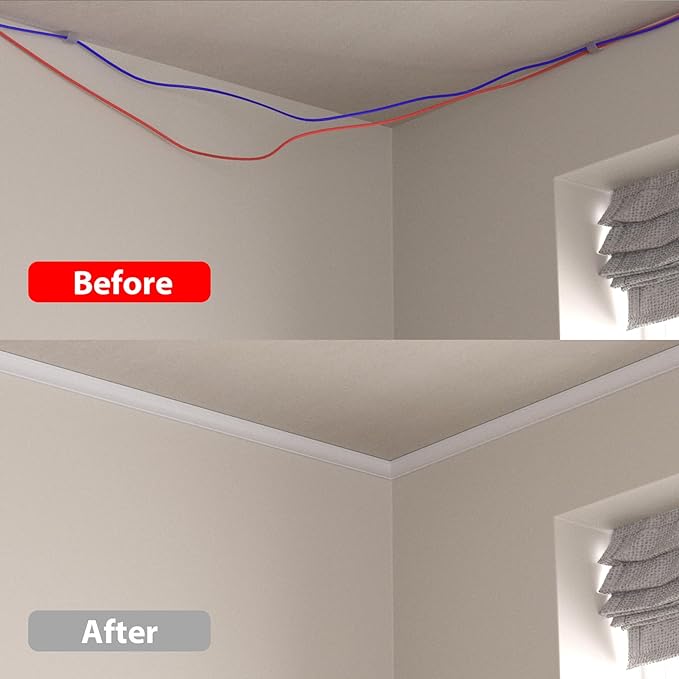 ZhiYo Corner Cable Concealer 144in, Medium Corner Cord Hider, Wire Covers for Cords, Paintable Cord Cover, Cable Management Channel Raceway for Wall, Floor Baseboard, Ceiling, 4 x L36in White