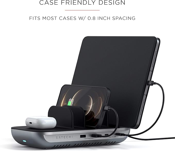 Satechi Multi Device Charging Station with Wireless Charging - for iPad Air/Pro, MacBook Air/Pro/Neo, iPhone 17 to 12 Series, AirPods, Apple Watch, and More