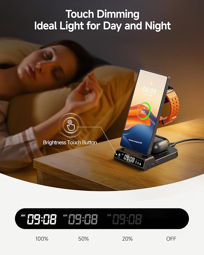 Wireless Charger for Samsung S26 Ultra/S26+, Wireless Charging Station for Galaxy S25 Ultra/S25+/S25/Z Flip7/Z Fold/S24/S23/S22, for Galaxy Watch 8/8 Classic/7/Ultra/6/5, Galaxy Buds4 Pro (Black)