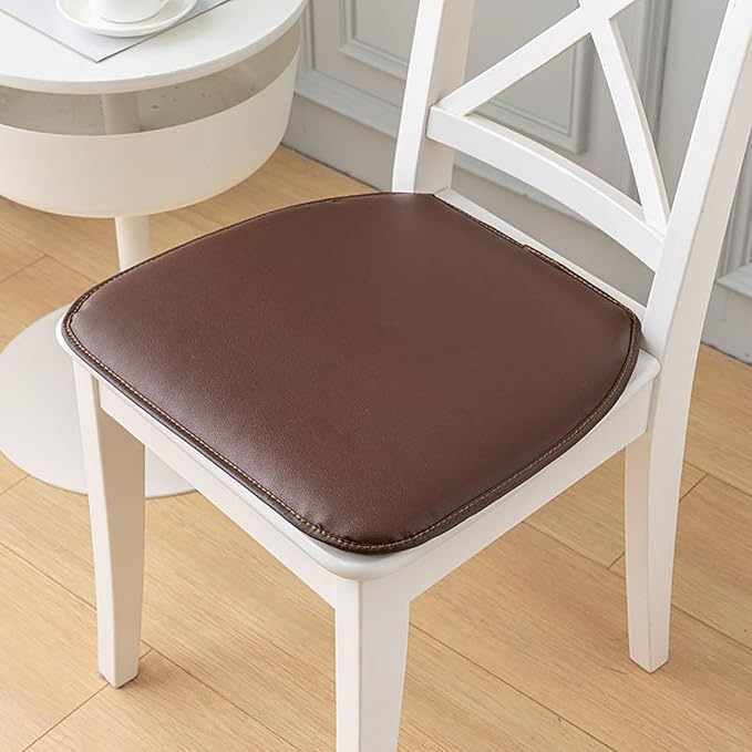 Premium Leather Chair Cushion, Waterproof Dining Chair Pads with Zipper, Horseshoe/Square Non Slip Seat Cushion(40x43cm(16x17inch), Brown(A))