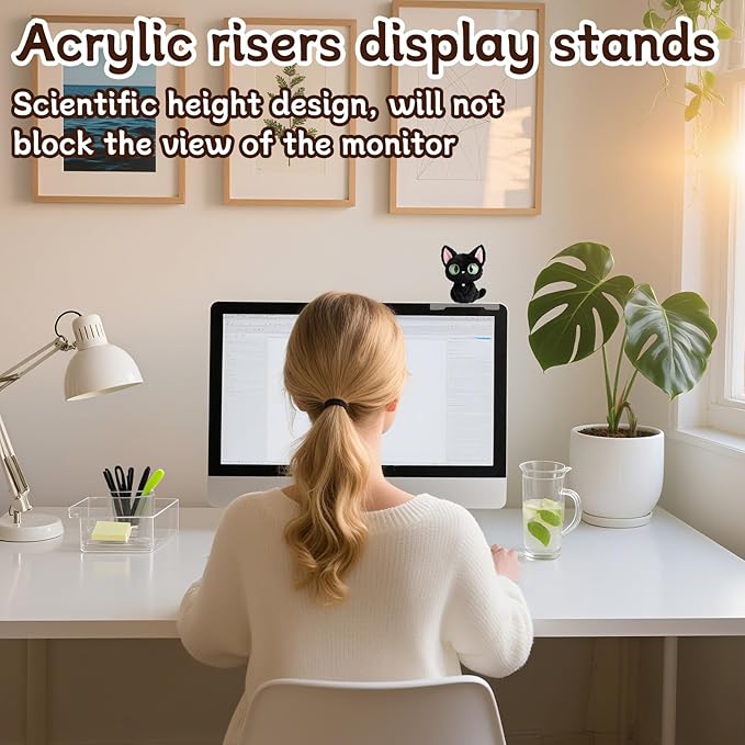 TBWHL 4pcs Acrylic Display Shelf, Computer Screen Display Stand for Anime Figure, Shelf Risers for Figures, Riser Stand for Decoration and Organizer for Desk, Computer Monitor Decor Figurines