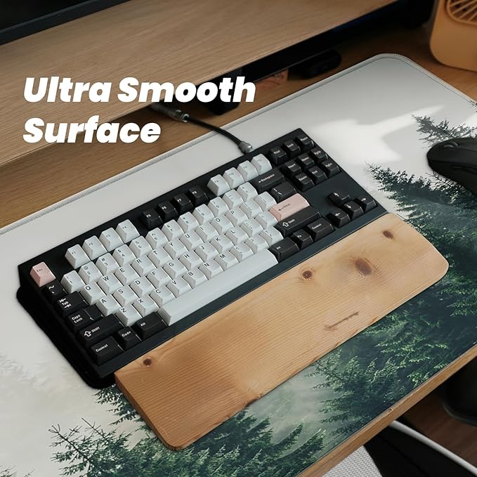 Gaming Mouse Pad with Anti-Slip Rubber Base, Extended Large Computer Mouse Mat with Stitched Edges, Long XL Anime Mousepad for Laptop and Keyboard, 31.5 x 11.8 inch (Forest Tree)