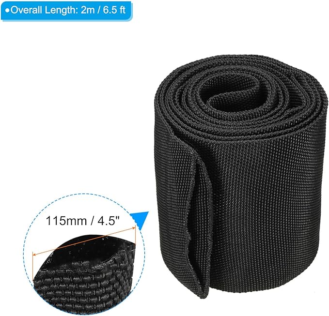PATIKIL 2.8" Dia 6.5FT Nylon Protective Hose Sleeve, Cable Cover Sheath Protection for Welding Tig Torch Hydraulic Hose, Black