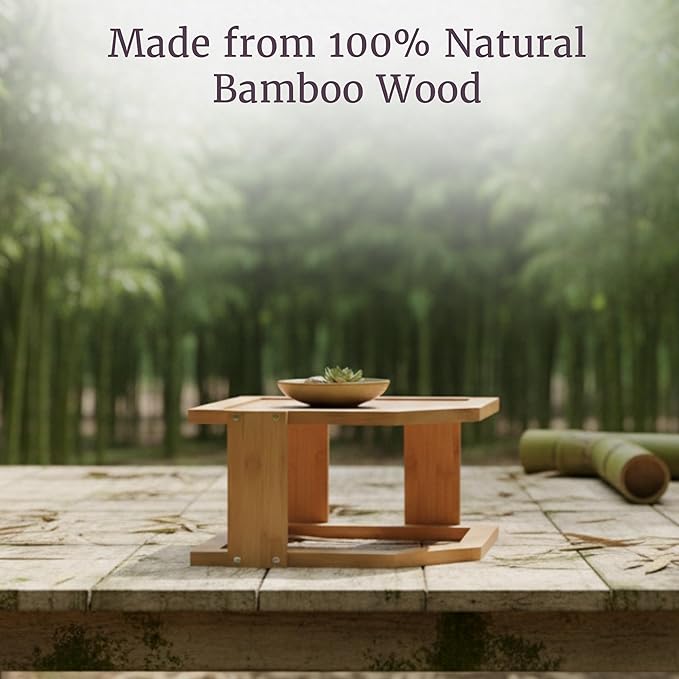 2-Tier Bamboo Corner Shelf for Kitchen or Bathroom Cabinet, Countertop, Cupboard Storage and Organizer, Natural Wood Space Saving Rack by Lavish Home