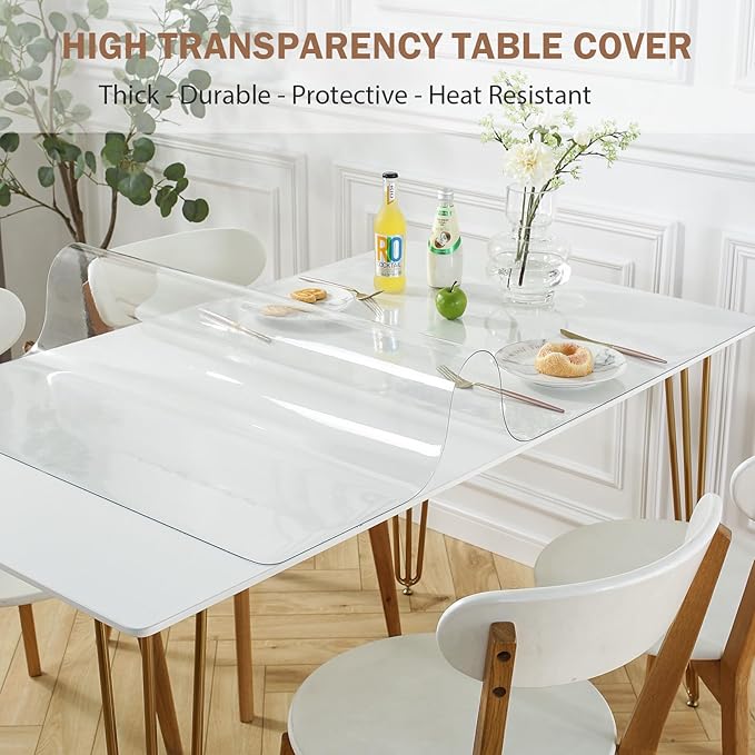 LovePads Clear Desk Mat 30 x 50 Inch, 1.5mm Thick Clear Table Protector, Waterproof Plastic Table Cover Protector, PVC Desk Protector Mat, Vinyl Desk Cover for Desktop, Coffee & Dining Table